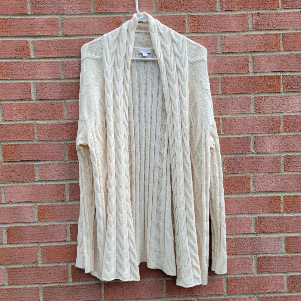 J. Jill Cream Cable Knit Cardigan